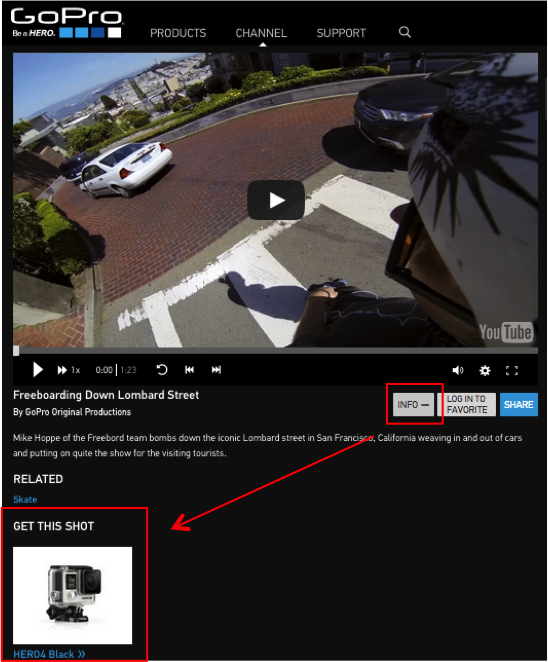 GoPro marketing strategy emphasizes a share call-to-action over shop